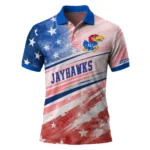Kansas Jayhawks Polo Shirt Personalized Star Stripes Red Blue Best Selling