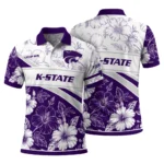 Kansas State Wildcats Polo Shirt Customized Floral Angles Purple White Best Selling