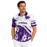 Kansas State Wildcats Polo Shirt Customized Floral Angles Purple White Best Selling