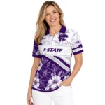Kansas State Wildcats Polo Shirt Customized Floral Angles Purple White Best Selling