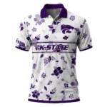 Kansas State Wildcats Polo Shirt Customized Floral Pinstripe Purple White Best Selling