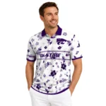 Kansas State Wildcats Polo Shirt Customized Floral Pinstripe Purple White Best Selling
