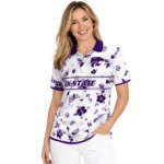Kansas State Wildcats Polo Shirt Customized Floral Pinstripe Purple White Best Selling