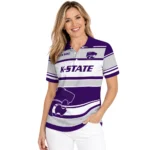 Kansas State Wildcats Polo Shirt Customized Horizontal Blocks Purple Best Selling