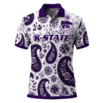 Kansas State Wildcats Polo Shirt Customized Paisley Florals Purple White Best Selling