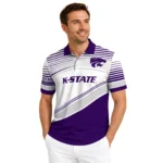 Kansas State Wildcats Polo Shirt Customized Slanted Stripes Purple White Best Selling
