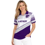 Kansas State Wildcats Polo Shirt Customized Slanted Stripes Purple White Best Selling