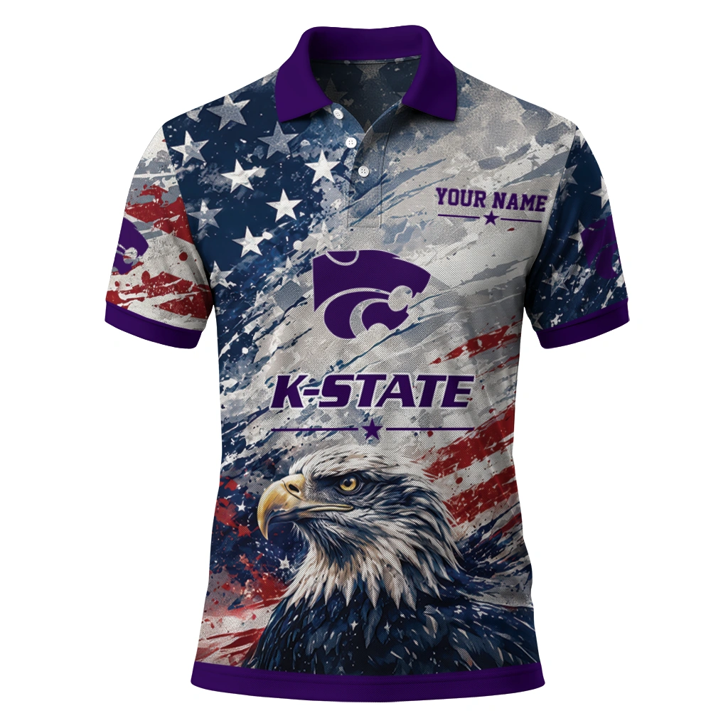 Kansas State Wildcats Polo Shirt Customized Star Brushstrokes Purple Blue Best Selling Kansas State Wildcats Polo Shirt Customized Star Brushstrokes Purple Blue Best Selling
