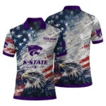 Kansas State Wildcats Polo Shirt Customized Star Brushstrokes Purple Blue Best Selling