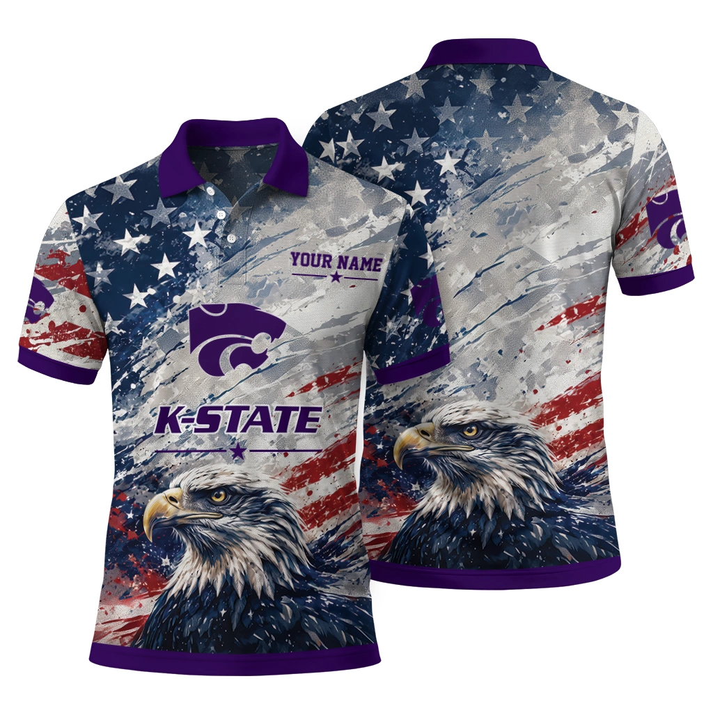 Kansas State Wildcats Polo Shirt Customized Star Brushstrokes Purple Blue Fashion Forward Kansas State Wildcats Polo Shirt Customized Star Brushstrokes Purple Blue Fashion Forward