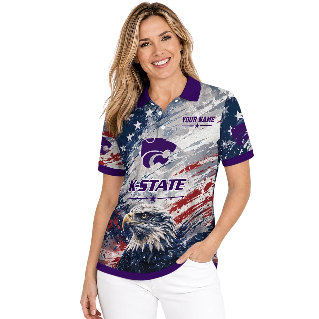 Kansas State Wildcats Polo Shirt Customized Star Brushstrokes Purple Blue Latest Model Kansas State Wildcats Polo Shirt Customized Star Brushstrokes Purple Blue Latest Model