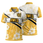 Kennesaw State Owls Polo Shirt Customized Floral Angles Gold White Best Selling