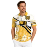 Kennesaw State Owls Polo Shirt Customized Floral Angles Gold White Best Selling