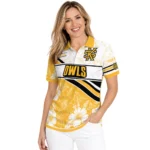 Kennesaw State Owls Polo Shirt Customized Floral Angles Gold White Best Selling