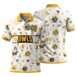 Kennesaw State Owls Polo Shirt Customized Floral Pinstripe Gold White Best Selling