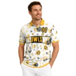 Kennesaw State Owls Polo Shirt Customized Floral Pinstripe Gold White Best Selling