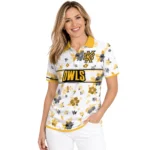 Kennesaw State Owls Polo Shirt Customized Floral Pinstripe Gold White Best Selling
