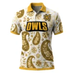 Kennesaw State Owls Polo Shirt Customized Paisley Florals Gold White Best Selling