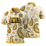 Kennesaw State Owls Polo Shirt Customized Paisley Florals Gold White Best Selling