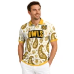 Kennesaw State Owls Polo Shirt Customized Paisley Florals Gold White Best Selling