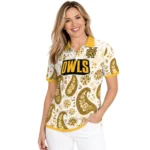 Kennesaw State Owls Polo Shirt Customized Paisley Florals Gold White Best Selling