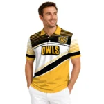 Kennesaw State Owls Polo Shirt Customized Slanted Stripes Gold White Best Selling
