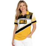 Kennesaw State Owls Polo Shirt Customized Slanted Stripes Gold White Best Selling