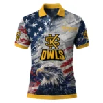 Kennesaw State Owls Polo Shirt Customized Star Brushstrokes Gold Blue Best Selling