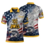 Kennesaw State Owls Polo Shirt Customized Star Brushstrokes Gold Blue Best Selling