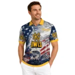 Kennesaw State Owls Polo Shirt Customized Star Brushstrokes Gold Blue Best Selling