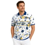 Kent State Golden Flashes Polo Shirt Custom Floral Pinstripe Navy Blue White Best Selling