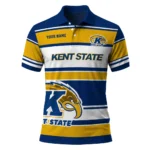 Kent State Golden Flashes Polo Shirt Custom Horizontal Blocks Navy Blue Best Selling