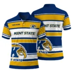 Kent State Golden Flashes Polo Shirt Custom Horizontal Blocks Navy Blue Best Selling