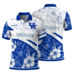 Kentucky Wildcats Polo Shirt Custom Floral Angles Blue White Best Selling
