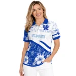 Kentucky Wildcats Polo Shirt Custom Floral Angles Blue White Best Selling