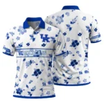 Kentucky Wildcats Polo Shirt Custom Floral Pinstripe Blue White Best Selling