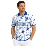 Kentucky Wildcats Polo Shirt Custom Floral Pinstripe Blue White Best Selling