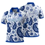 Kentucky Wildcats Polo Shirt Custom Paisley Florals Blue White Best Selling