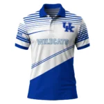 Kentucky Wildcats Polo Shirt Custom Slanted Stripes Blue White Best Selling