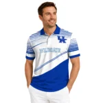 Kentucky Wildcats Polo Shirt Custom Slanted Stripes Blue White Best Selling