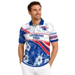 La Tech Polo Shirt Personalized Floral Angles Blue White Best Selling