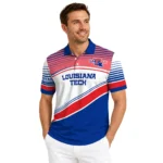 La Tech Polo Shirt Personalized Slanted Stripes Blue White Best Selling