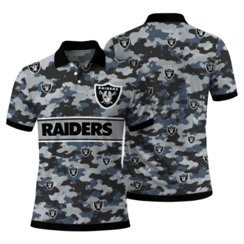 Las Vegas Raiders Polo Shirt Custom Camo Band Black Fashion Forward