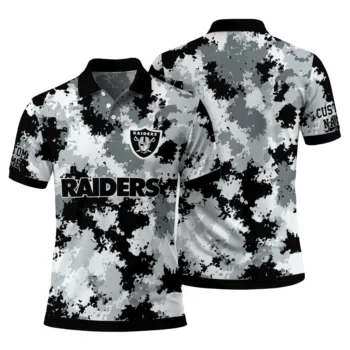 Las Vegas Raiders Polo Shirt Custom Pixel Camo Black Fashion Forward