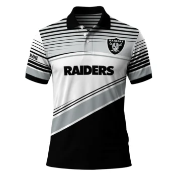 Las Vegas Raiders Polo Shirt Custom Slanted Stripes Black White Best Selling