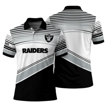 Las Vegas Raiders Polo Shirt Custom Slanted Stripes Black White Fashion Forward