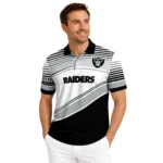 Las Vegas Raiders Polo Shirt Custom Slanted Stripes Black White Best Selling