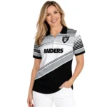 Las Vegas Raiders Polo Shirt Custom Slanted Stripes Black White Best Selling