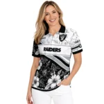 Las Vegas Raiders Polo Shirt Customized Floral Angles Black White Best Selling