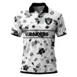 Las Vegas Raiders Polo Shirt Customized Floral Pinstripe Black White Best Selling